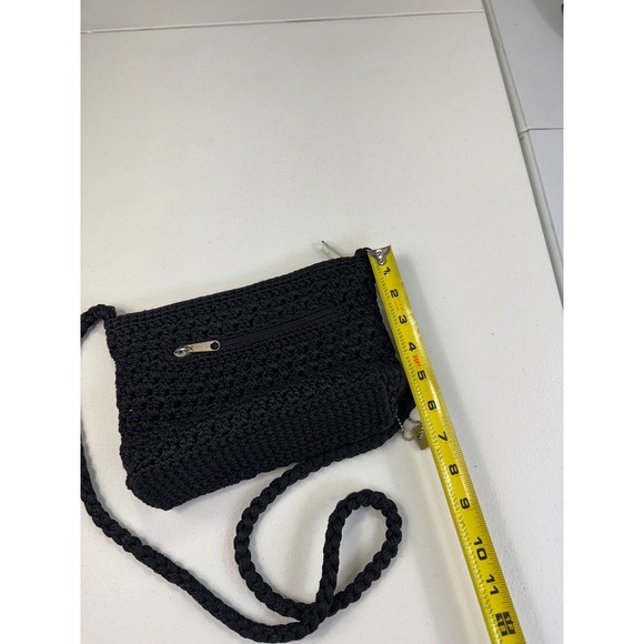 Lina Black Woven Crossbody Bag Small Purse Silver Charm Handmade Style Cute - Picture 5 of 8